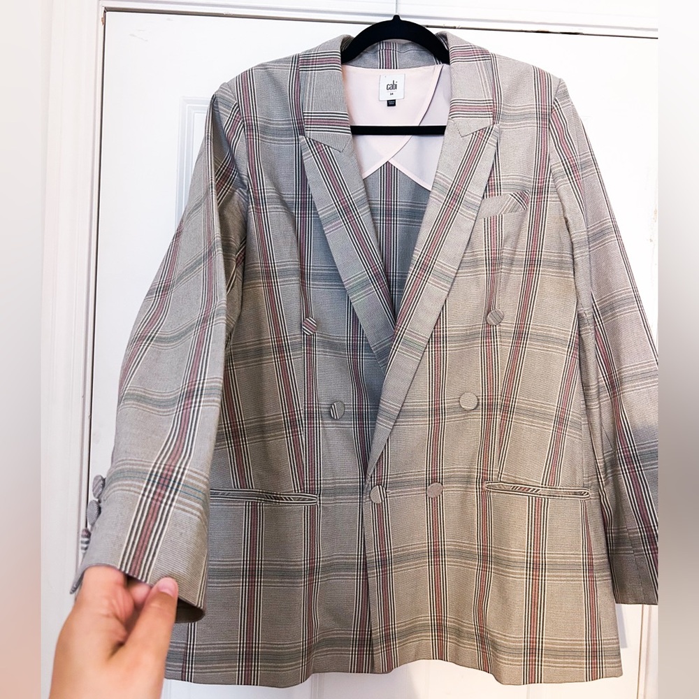 Gray Blazer w/ pink and blue detail